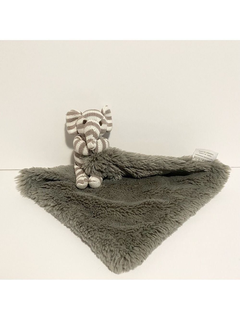Baby & Child Elephant Lovey Knit Striped Gray Security Blanket Soft Cuddle Toy